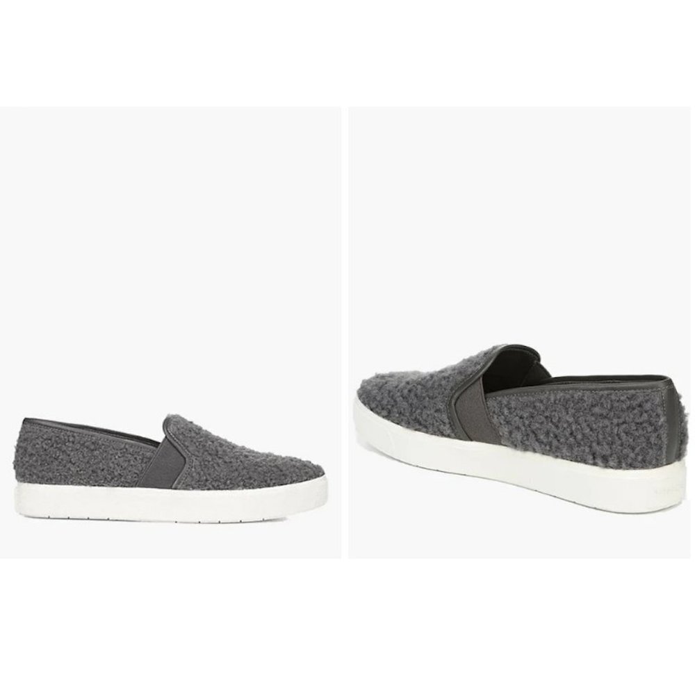 New Vince Blair Shearling Grey Sneakers Size 37.5